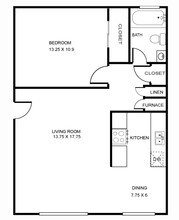 LARGE 1 BED 1 BATH floor plan